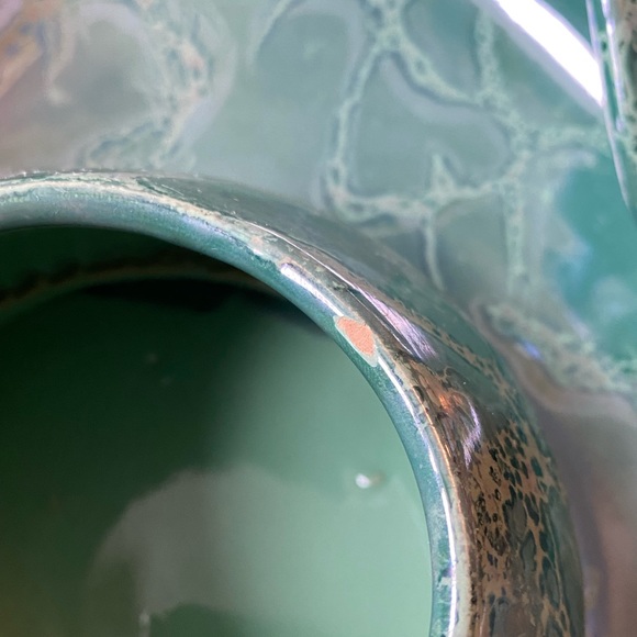 Vtg MCM green luster ceramic chip & dip plate - Picture 8 of 8